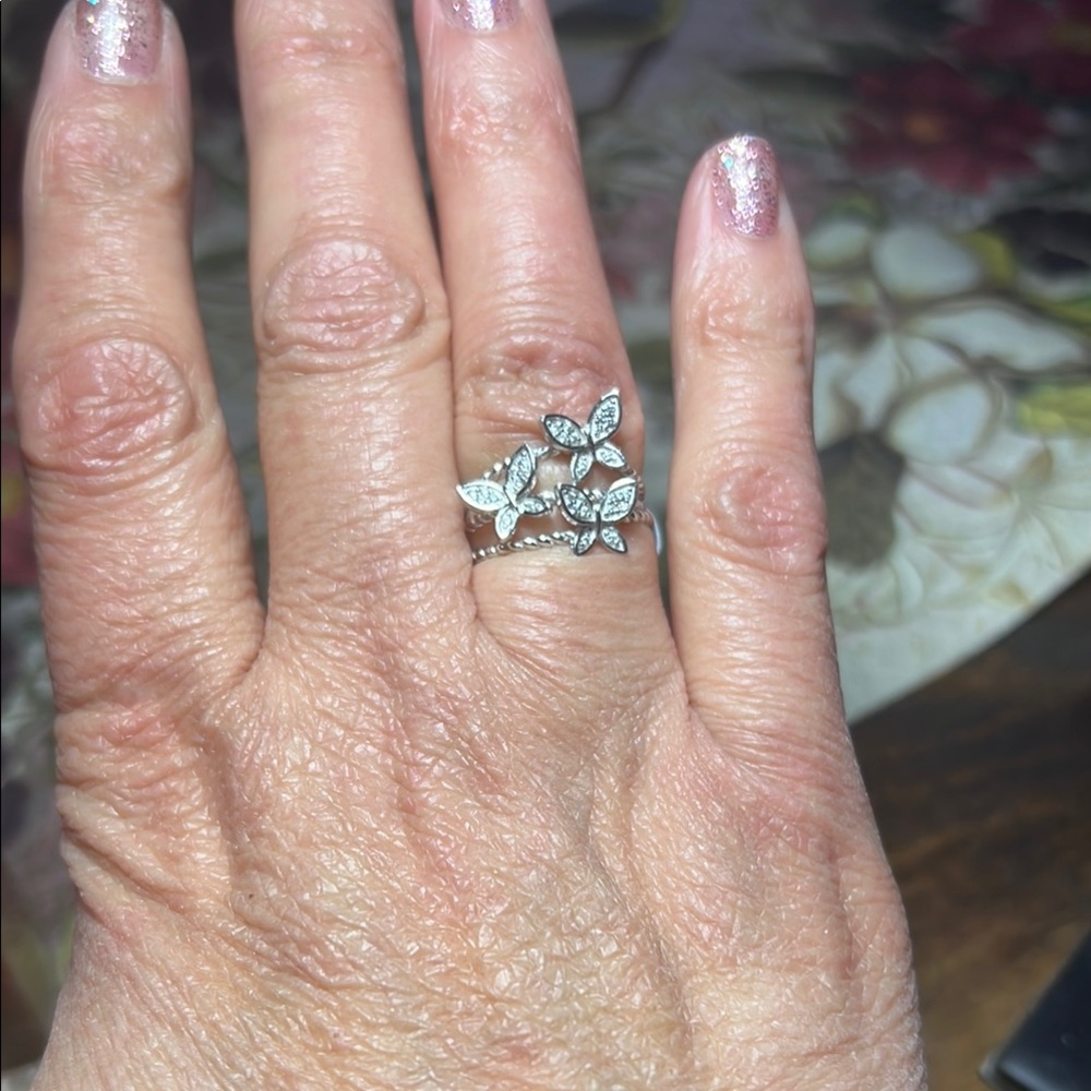 Intricate Silver Butterfly Openwork Ring - Picture 2 of 11